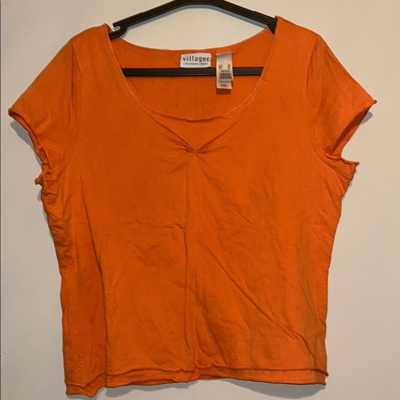 Orange Cap Sleeve Crop T-Shirt - Picture 1 of 3